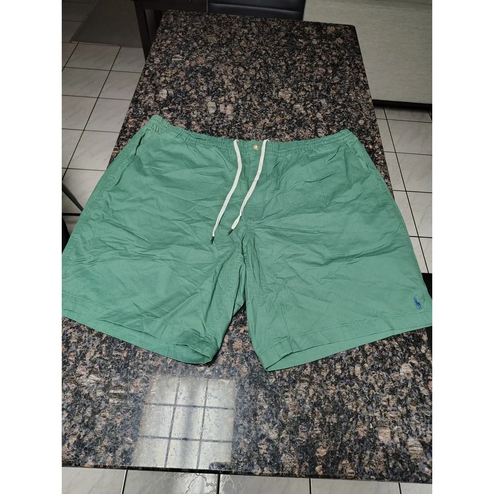 Polo Ralph Lauren Mens Classic Fit Green Drawstring Shorts 2XLT Pony Logo